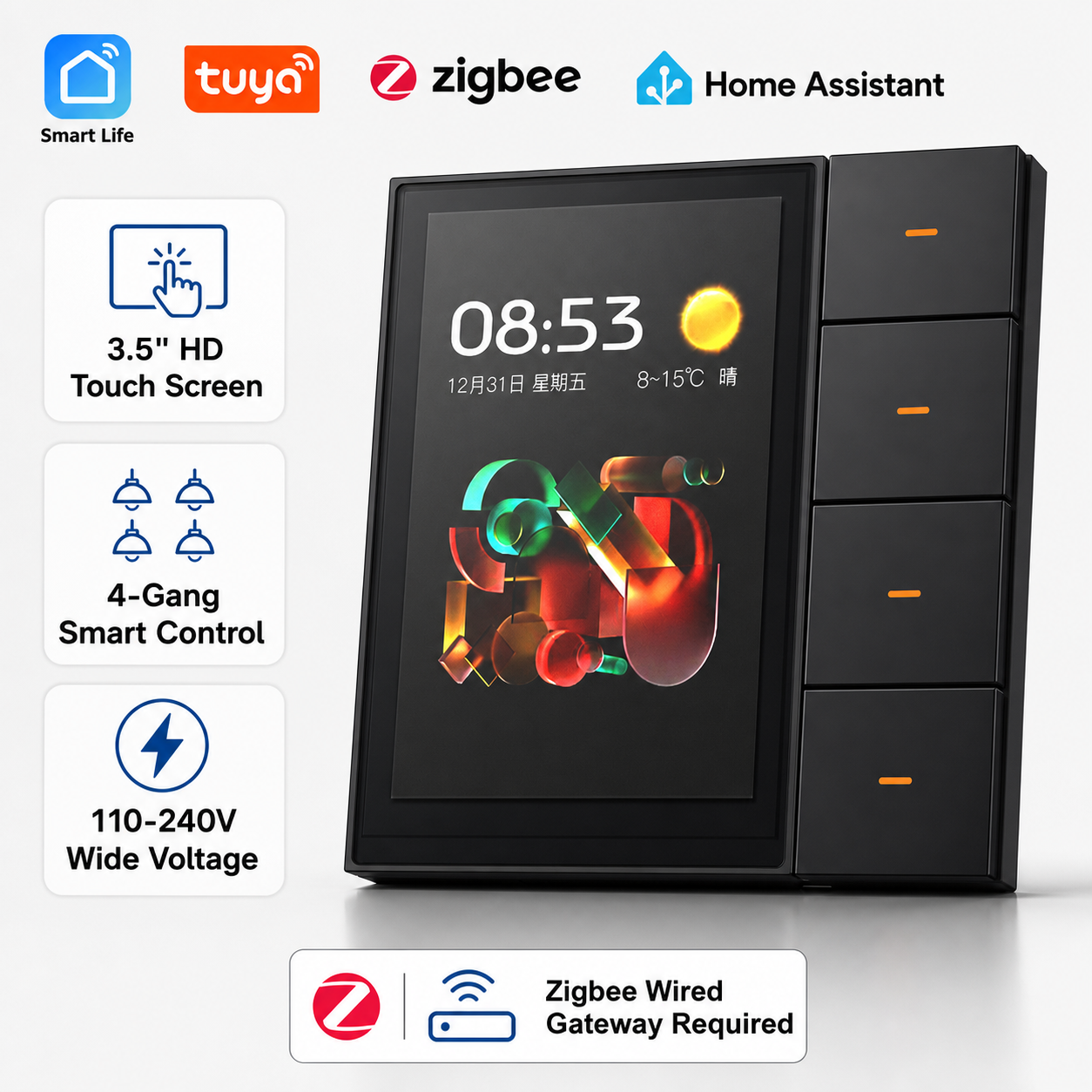 Smart Home Project - F3-pro Tuya Smart Panel ZigBee Wall
