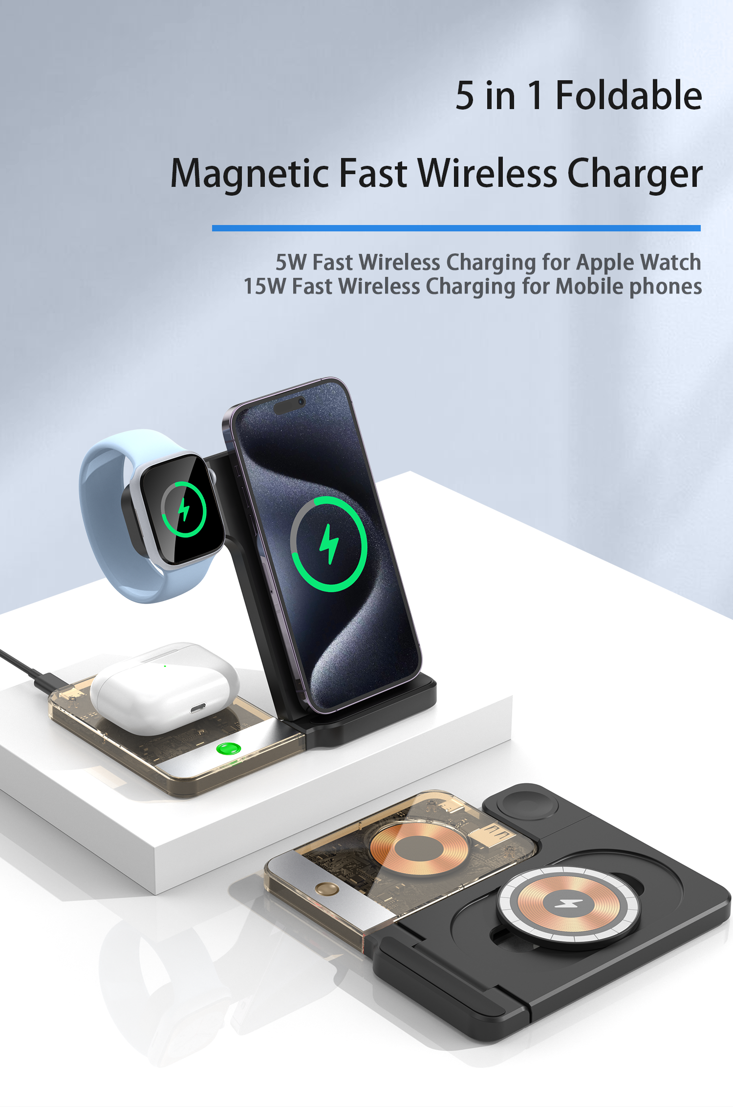 Magnetic Wireless Charger 5 in - Smart Night Light reseña y precio