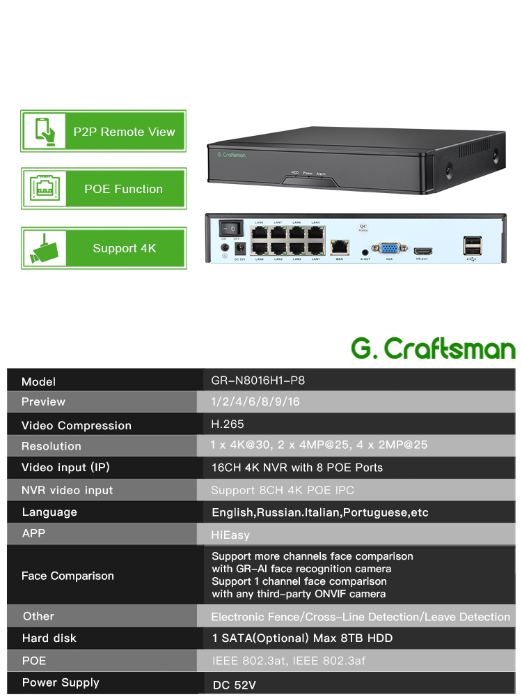 C-R,8CH POE Network Video Reco - Smart Home Microsoft reseña y precio