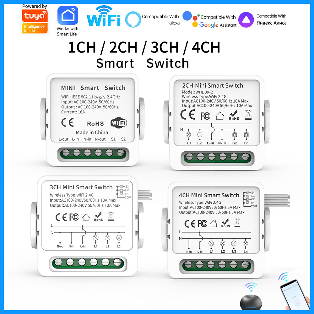 Tuya WiFi Smart Switch 1/2/3/4 - Tuya Smart Switch reseña y precio