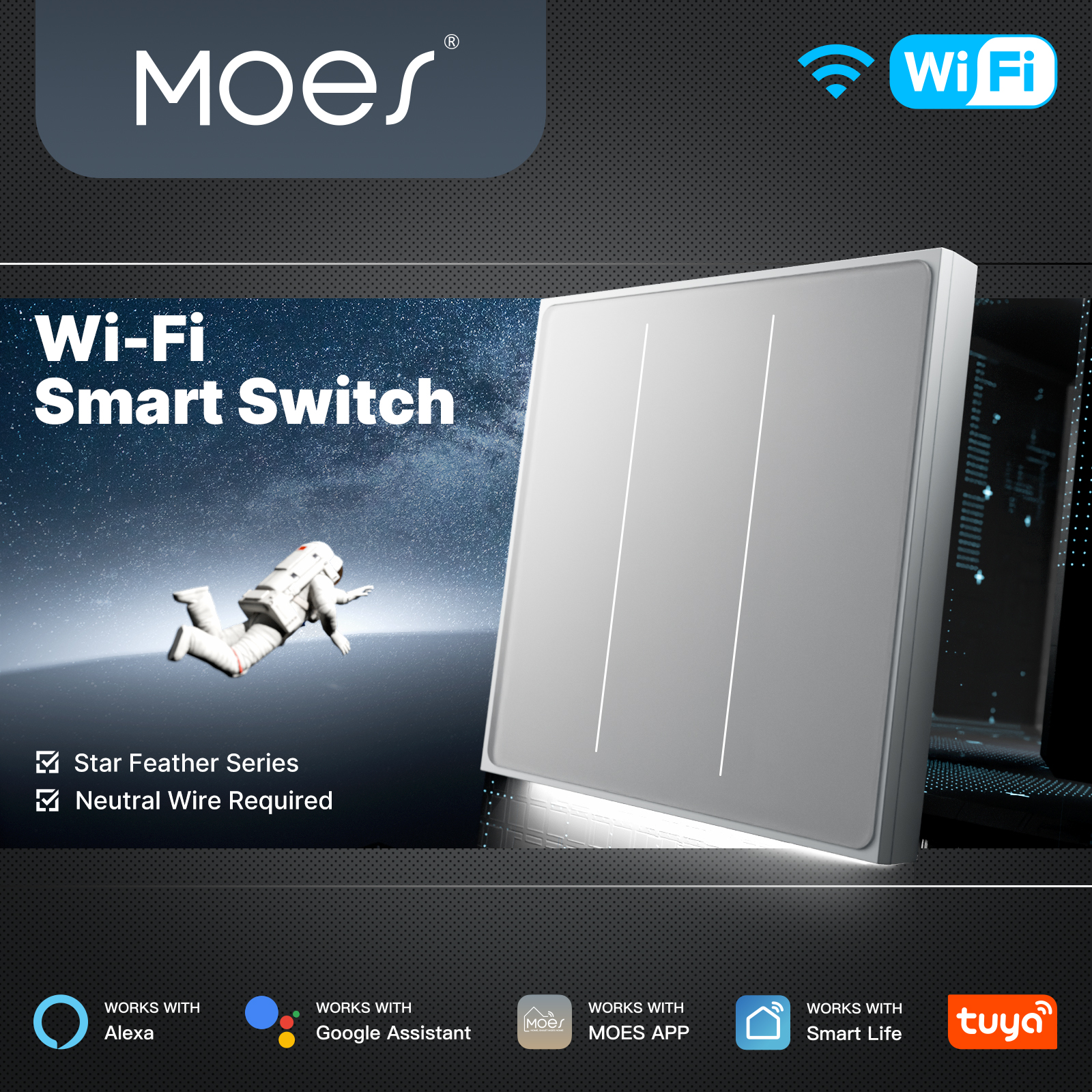 MOES Tuya WiFi Smart Star Feat - Tuya Smart Switch reseña y precio