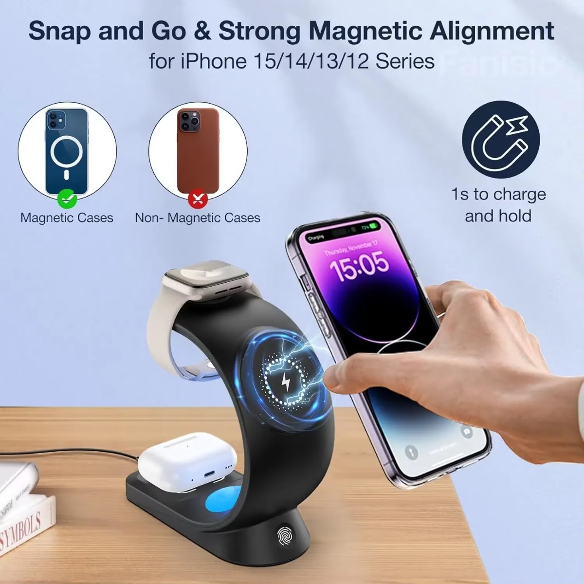 Magnetic Wireless Charger Touc - Smart Night Light reseña y precio