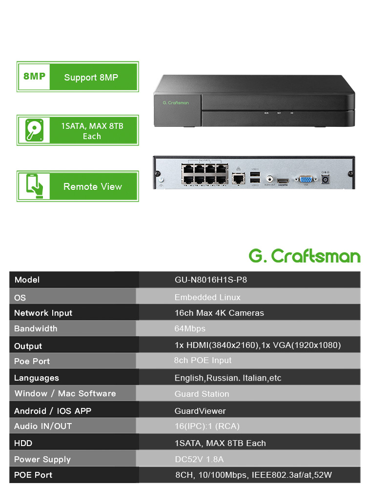C-U,8CH POE Network Video Reco - Smart Home Microsoft reseña y precio
