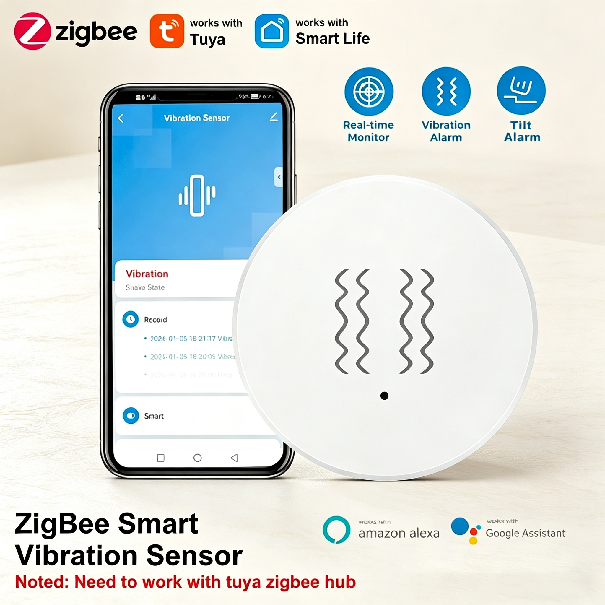Tuya ZigBee Smart Vibration &  - Smart Home Setup reseña y precio